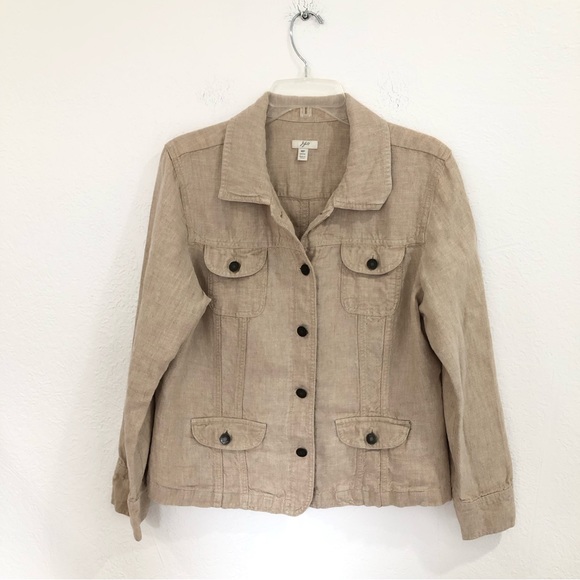 J. Jill Jackets & Coats J Jill Beige Unlined Linen Jacket Poshmark